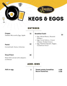 Kegs and Eggs Menu